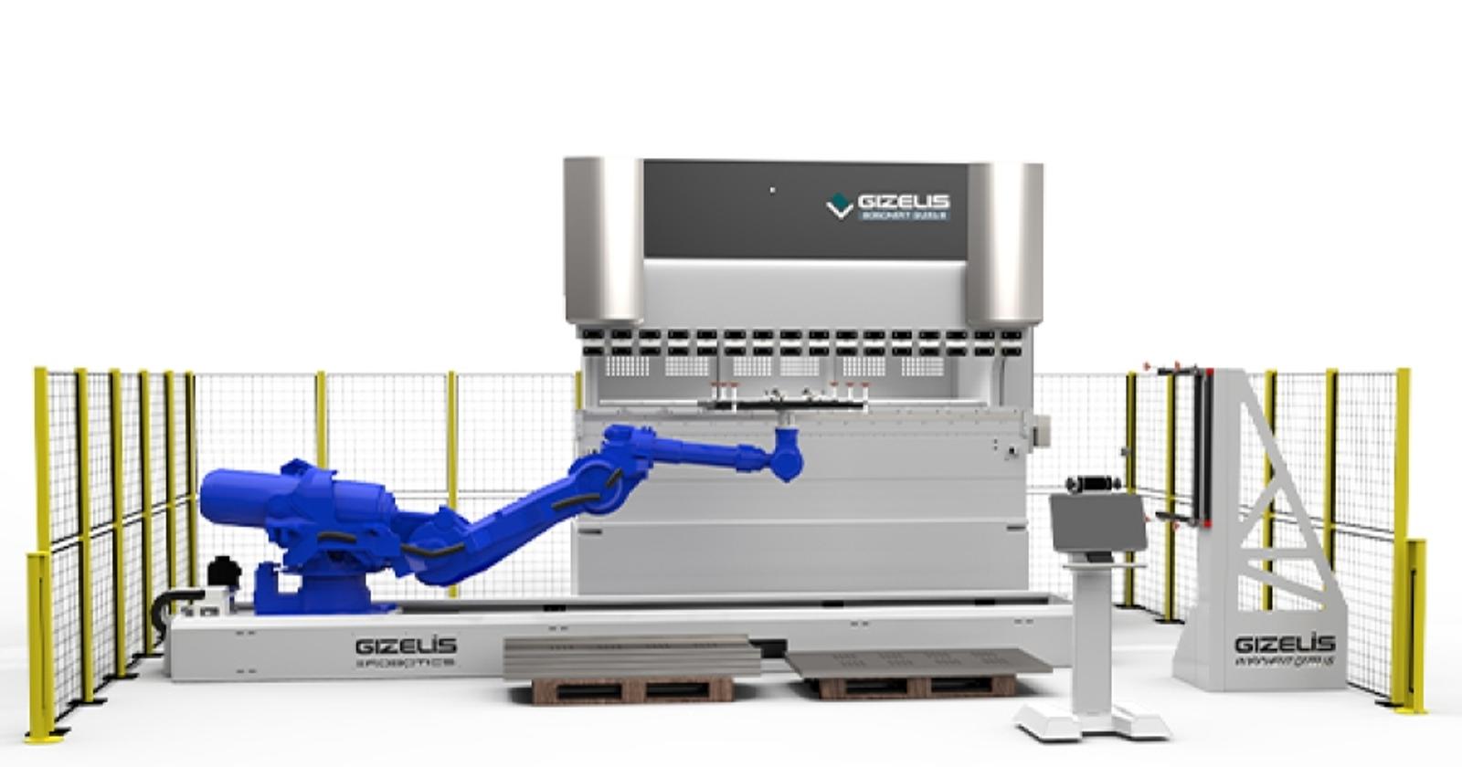 Gizelis S.A. automaatiotaratkaisu Robobend s&auml;rm&auml;ysrobotti  metallilevyn taivutukseen
